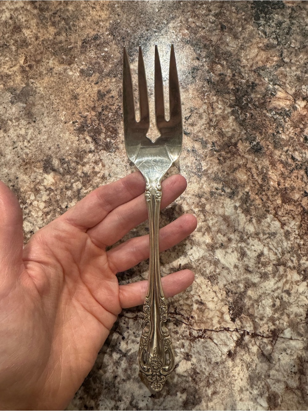 1965 “Silver Artistry” Ornate Silverplated Serving Fork for Table and Buffet